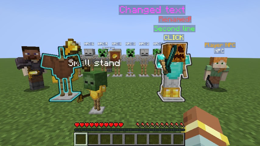 Armor stands, hologram lines, item frames and display entities after their names, glow and items changed